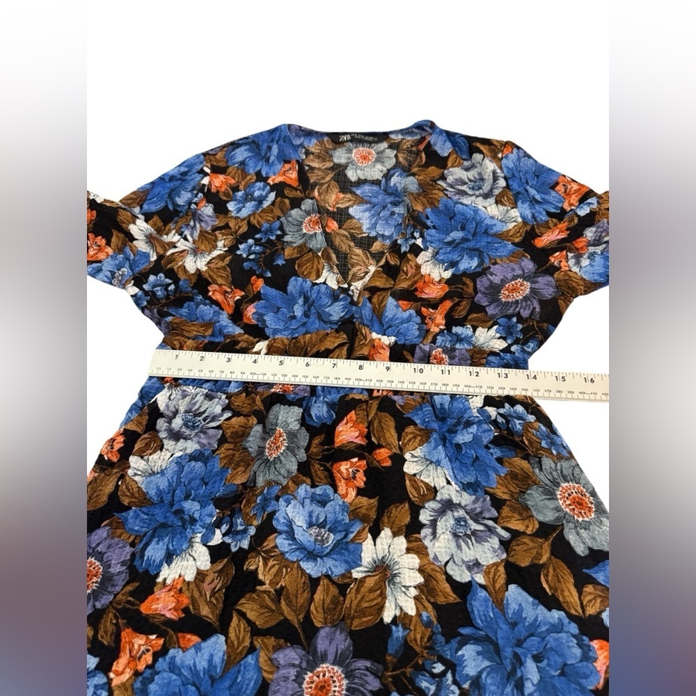 Zara Tropical Print Viscose Blend Dress Small - Picture 13 of 14